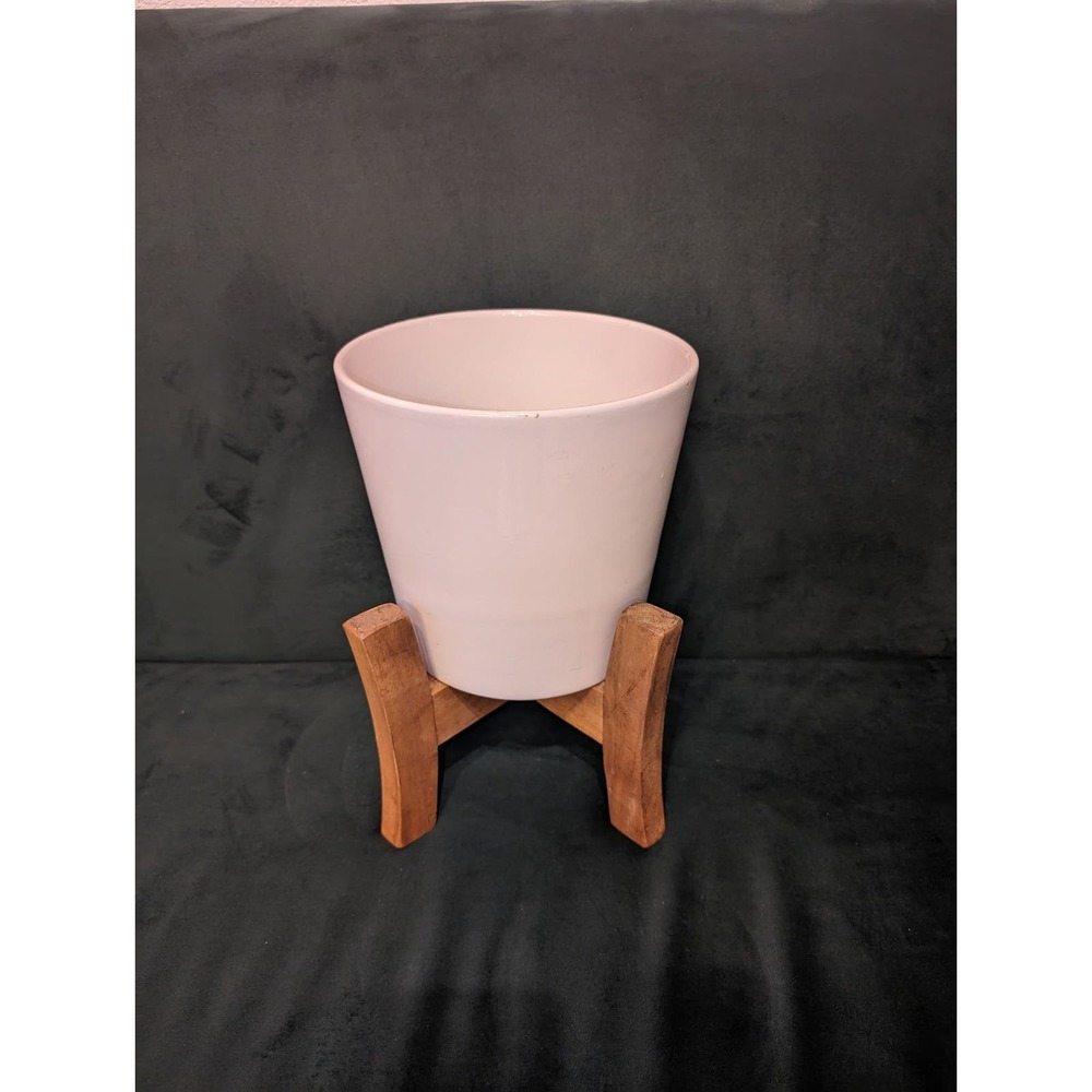 Planter. Ceramic with Wooden Base